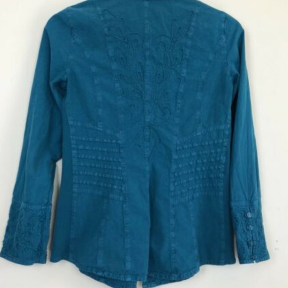 [Soft Surroundings] Western Teal Embroidered Top - Picture 5 of 6